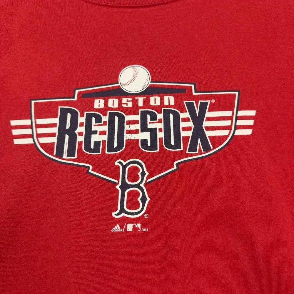 Vintage Boston Red Sox Adidas Shirt Mens L Red Cotton Long Sleeve Graphic Sporty